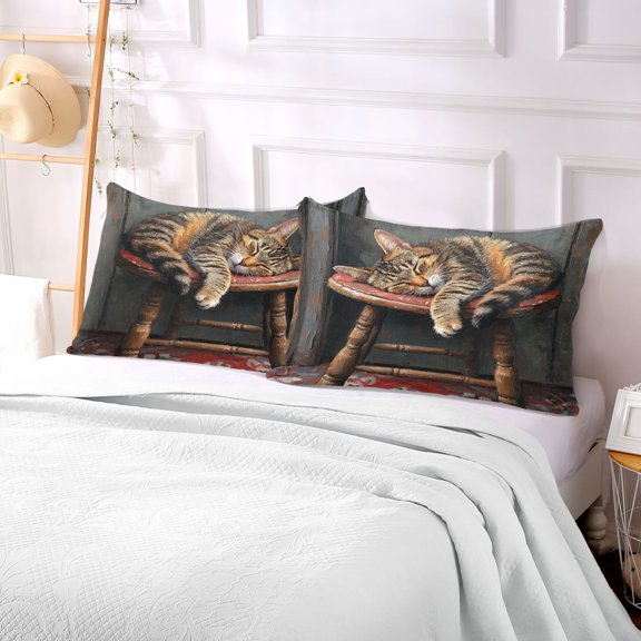 Pillow Case Plush Pillow Sleeping Cat Case standard size/King size/Queen size Bed Pillow Pillowcases