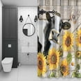 thumbnail image 4 of Cow Sunflower Shower Curtain for Bathroom Decor, Farmhouse Yellow Flower Leaf Butterfly Barn Door Waterproof Fabric Shower Curtain, 72"x78" Set with 12 Hooks, 4 of 9