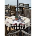 thumbnail image 2 of Outdoor Tablecloths with Umbrella Hole & Zipper, Black White Vintage Gnomes Round Tablecloths 60 Inch, Checkered Retro Art Rustic Waterproof Table Cloth, Patio/Pool/Picnic Table Covers, 2 of 8