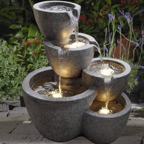 Jeco Inc Resin Fiberglass Multi Pot Fountain With Light Walmart Com Walmart Com