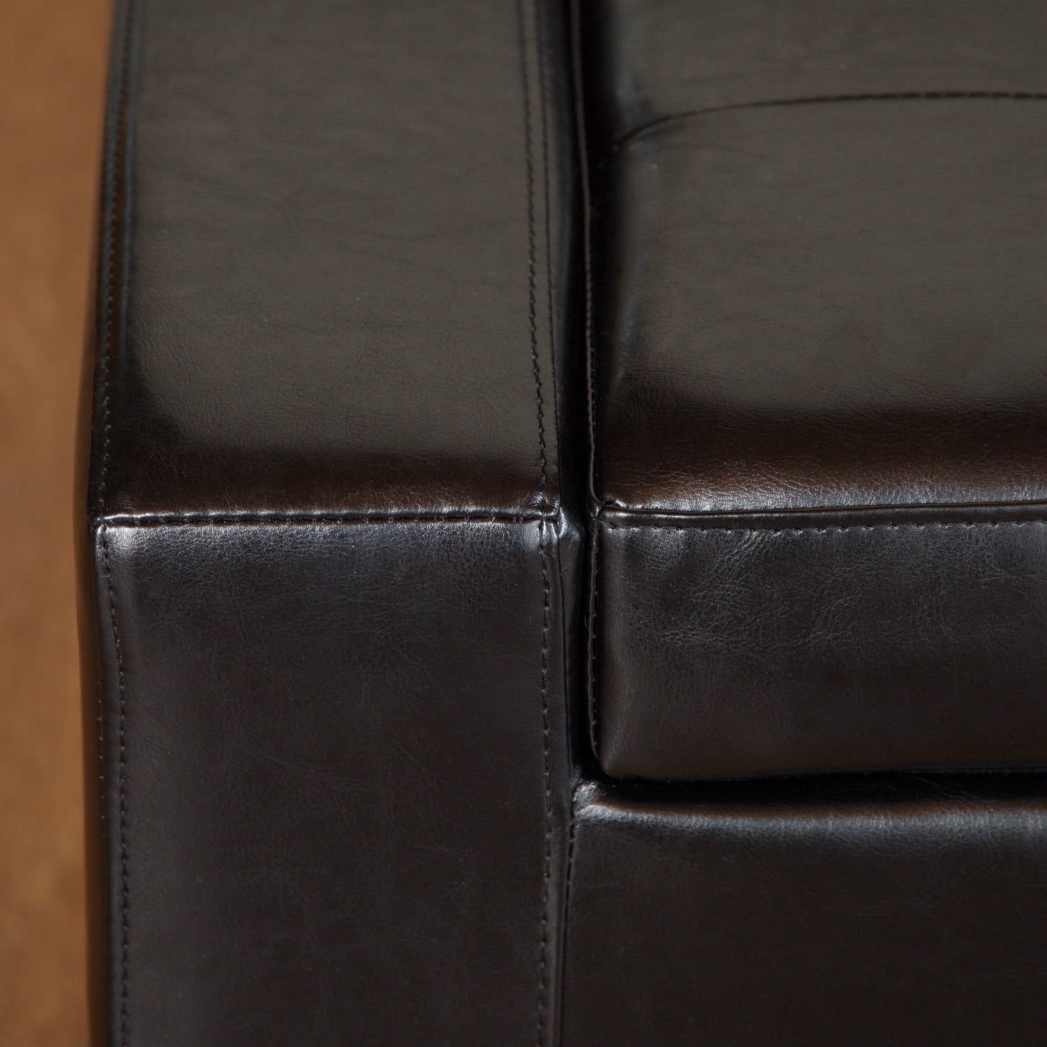 Henry Black Bonded Leather Wood-frame Storage Ottoman