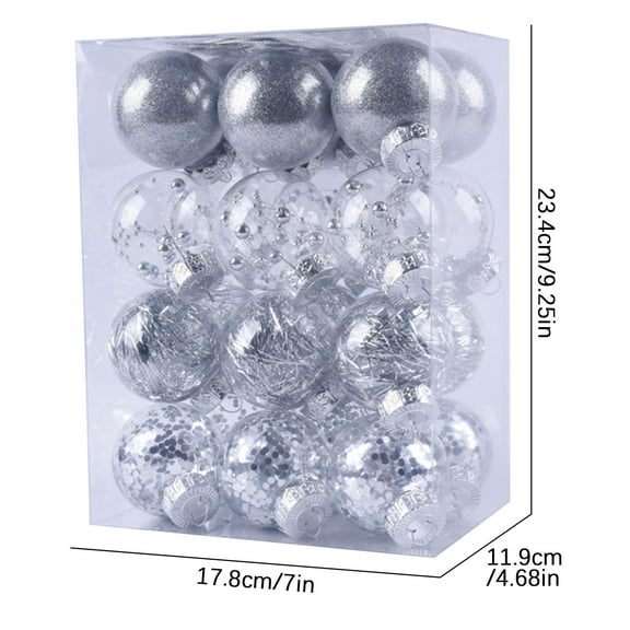 DefiDgd 24pcs 2.36inch Christmas Balls Ornaments for Christmas Decorations,Xmas Tree Shatterproof Ornaments,Party Supplies Tree Hanging Decoration(Silver)
