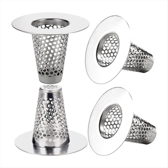 4PCS Bathroom Sink Drain Strainers for 1.2-1.6Inch Hole, 1Inch Small Conical Stainless Steel Bathtub Cover