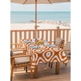 thumbnail image 2 of Outdoor Tablecloth with Umbrella Hole for Patio/Picnic/Party/Camping, Orange White Geometric Waterproof Table Cloth Rectangle Table Cover Washable, Modern Abstract Art (54"x 80"), 2 of 8