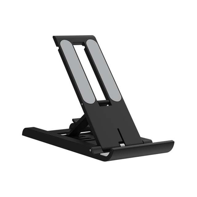 Inteprter Soporte para teléfono de escritorio 6 engranajes de plástico Soporte para tableta de 12 pulgadas Soporte de viaje portátil Soporte para Teléfono y Comunicación Negro
