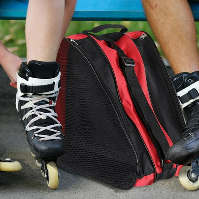 DYNWAVECA Sac pour Patins à Roulettes Sac pour Patins à Glace Grande Capacité Porte-Patins à Roulettes Sac de Rangement pour Chaussures de Patinage pour Patins à Quatre Roues Patin de Hockey sur Glace Rouge
