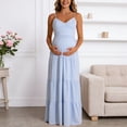 thumbnail image 2 of Gyujnb Thin Spaghetti V Neck Strap Maxi Dress All Over Ditsy Floral Print Lace Up Back Tie Fitted Bodycon Cut Elegant Gown for Maternity Photoshoot,XS, 2 of 7