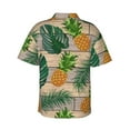 thumbnail image 3 of Balery Pineapples Palm Leaves Print Men's Hawaiian Shirts Short Sleeve Beach Shirt Relaxed Fit Vacation Button Down Shirts-Large, 3 of 9