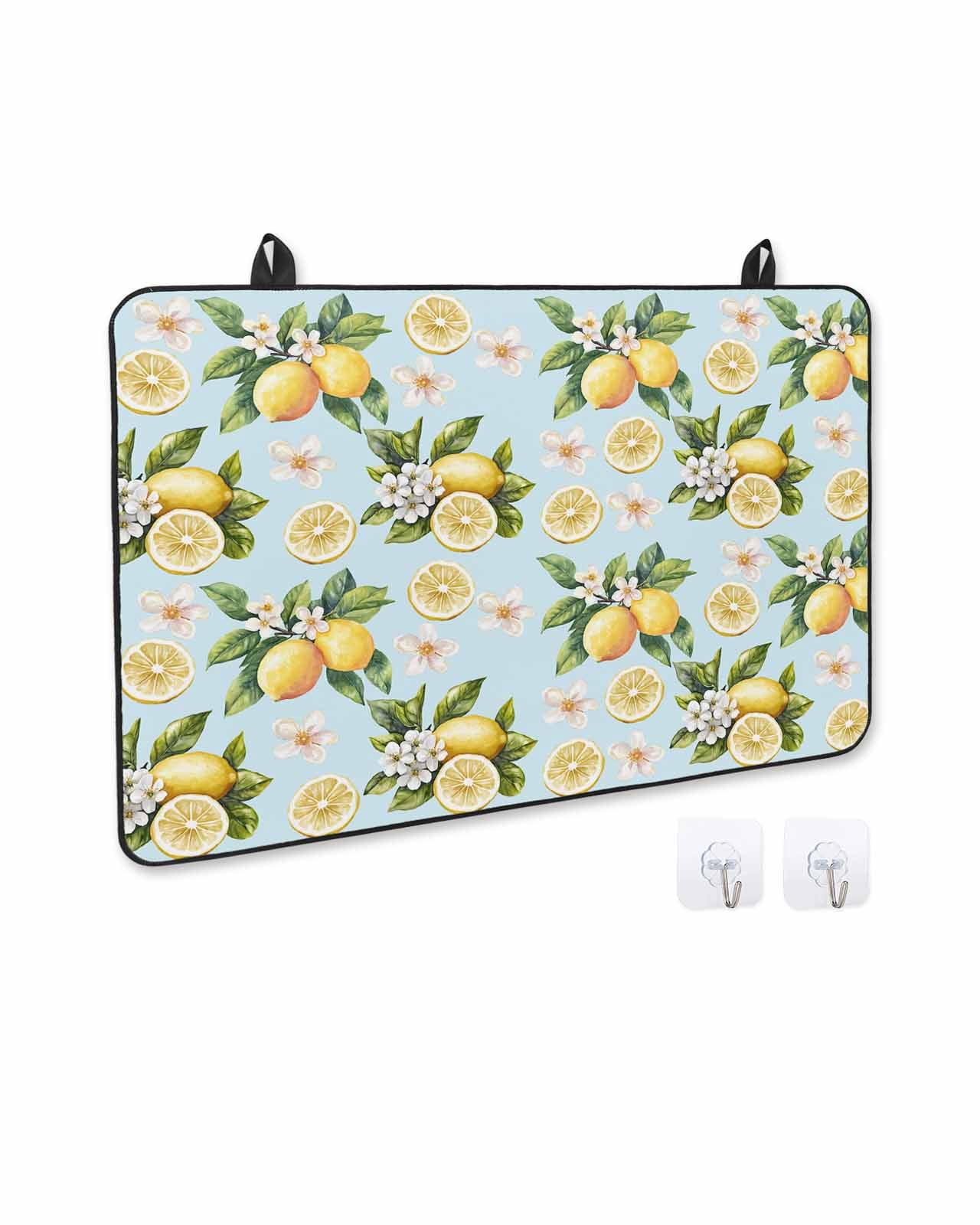 nqOlkjepod Large Induction Cooktop Protector Mat 24"x21", Lemon Flower Stove Top Covers for Electric Stove, Summer Spring Country Green Watercolor Stove Burner Cover Mats, Glass Top Stove Cover