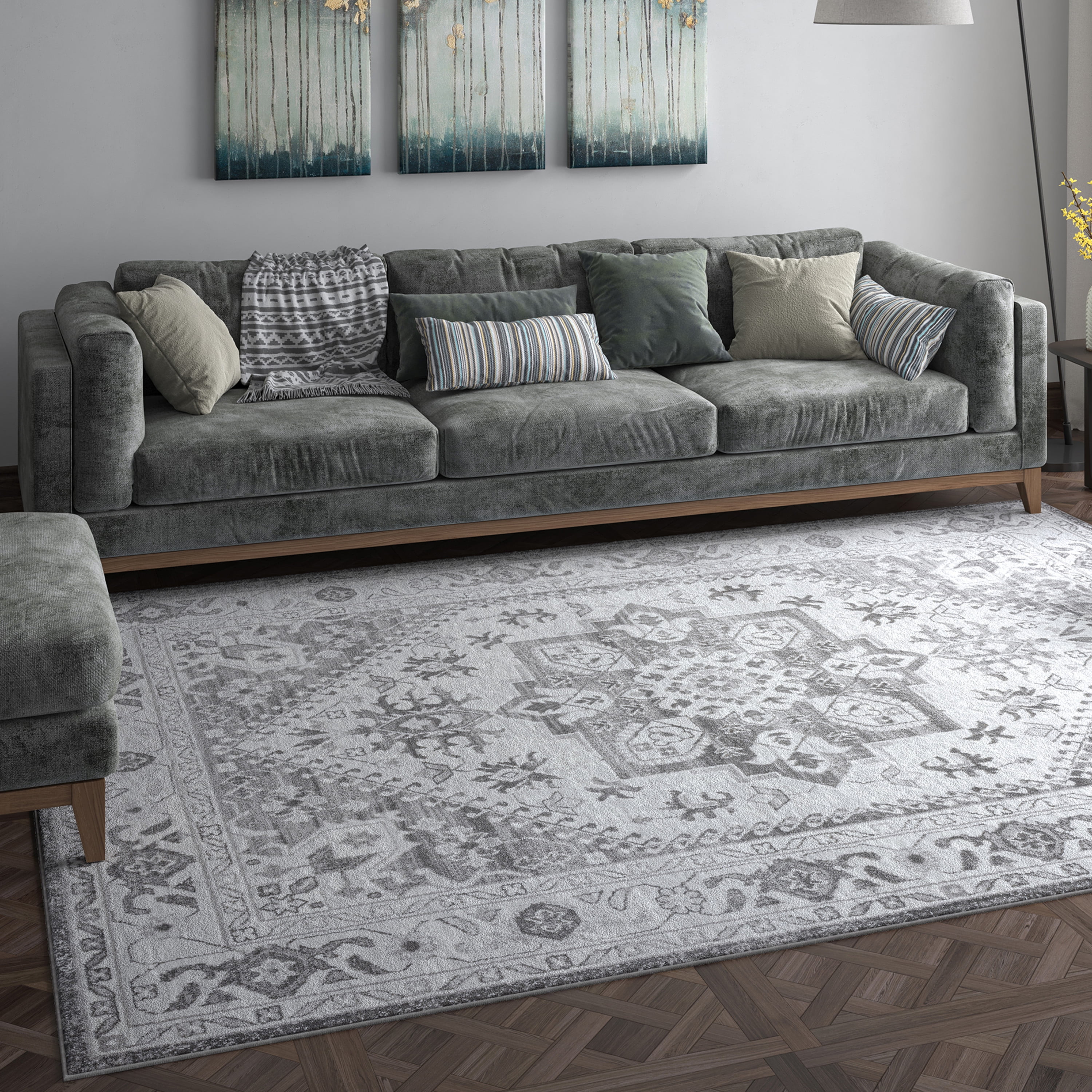5x7 Modern Gray Area Rugs for Living Room | Bedroom Rug | Dining Room Rug | Indoor Entry or Entryway Rug | Kitchen Rug | Alfombras para Salas 5'3'' x 7'3''