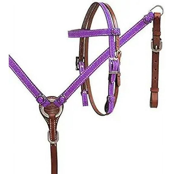 Western Headstall Breast Collar Reins & Wither Straps Tack Set Cowhide Leather Handmade Beaded Tooled Carved Horse Saddle Riding Tooling Carving Equestrian Size Full