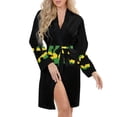 thumbnail image 5 of Jamaican Logo Gaming Anti Night Robe Long Sleeve V Neck Robe With Belt Women's Sleepwear Dresses, 5 of 9