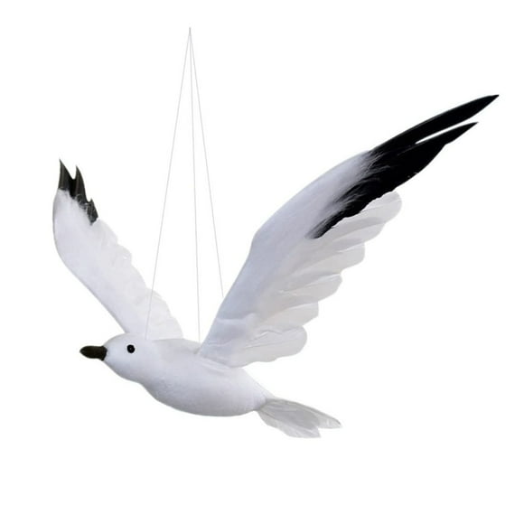 1pc Simulated Feather Seagulls Bird Artificial Flying Bird Figurines For Home Garden Decor Party Hanging Ornament With Fish Line
