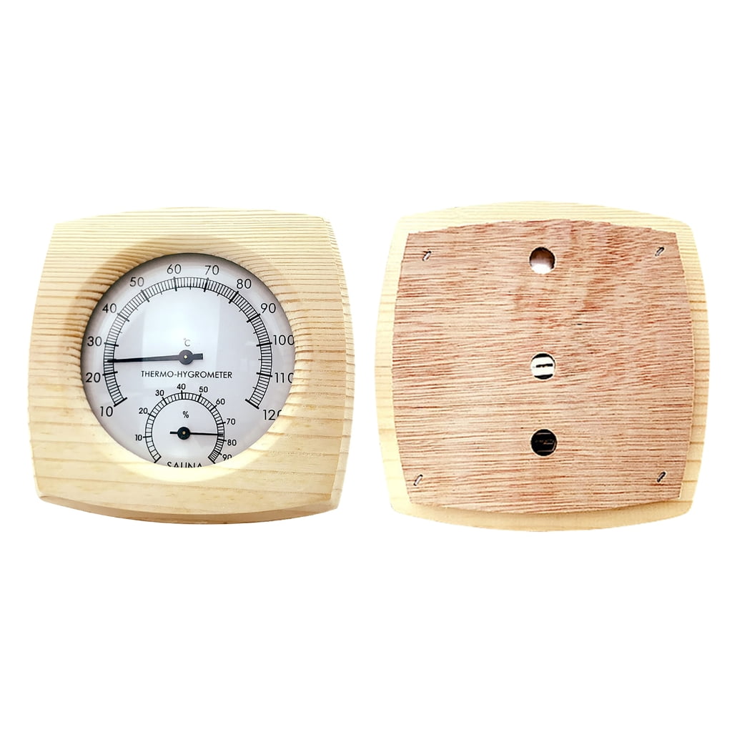 Geemin Sauna Thermometer Portable Size Wooden Sauna Room Thermometer Hygrometer Temperature Measurement Tools Accessories