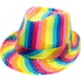 thumbnail image 2 of Western Fashion 3819-RNB Sequin Fedora Hat, Rainbow, 2 of 3