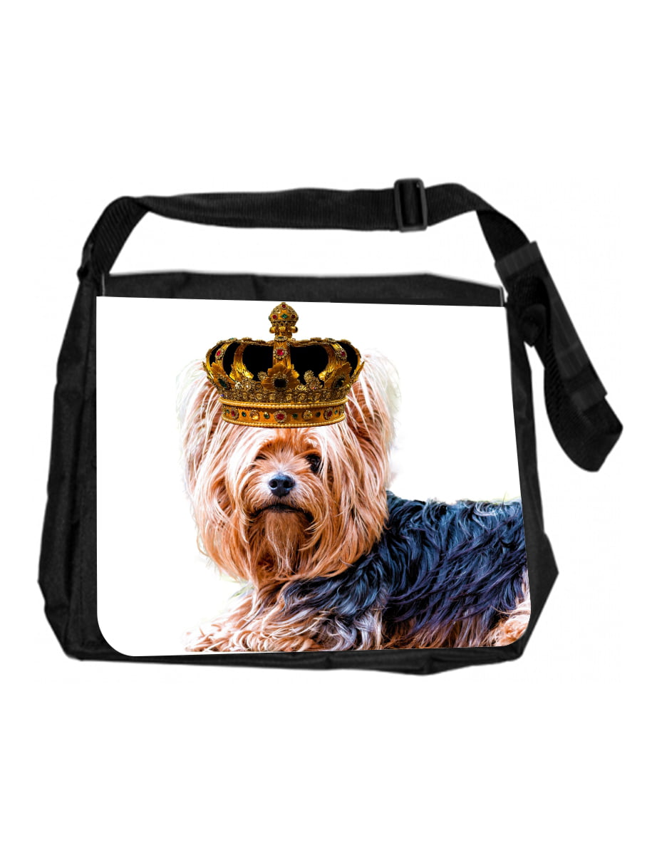 Portrait Yorkshire Terrier Dog Glasses Bow Briefcase Laptop Bag Messenger Shoulder Work Bag Crossbody Handbag for Business Travelling