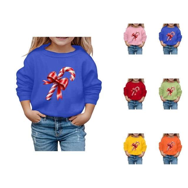 Chandails en Molleton de Noël pour Enfants 2025 Manches Longues Col Rond Graphique de Vacances pour Garçons Filles Chandail Tops