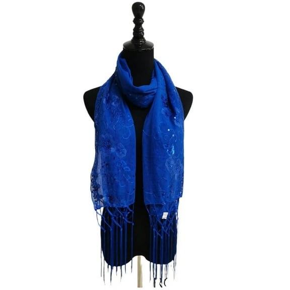 royal blue Sequin Glitter Beaded Shawl mass Scarf Wrap Veil Forma Party Prom festival rave