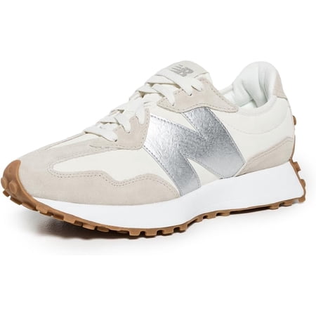New Balance Women's 327 Sneaker, Angora/Silver Metallic, SIZE 7