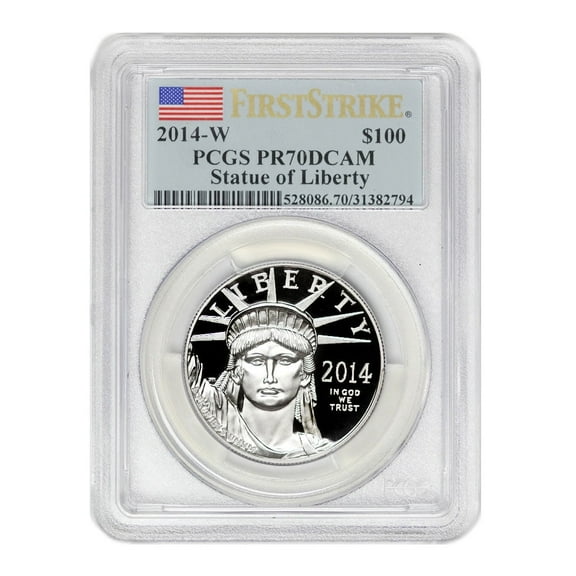 2014-W 1oz American Platinum Eagle Proof Coin PR-70 Deep Cameo First Strike Flag Label $100 PCGS PR70DCAM U.S. Mint