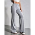 thumbnail image 4 of Women'S Wide Waistband Sweatpants Trendy Baggy High Waisted Casual Trousers Flare Leg Pant Light Gray XL, 4 of 7