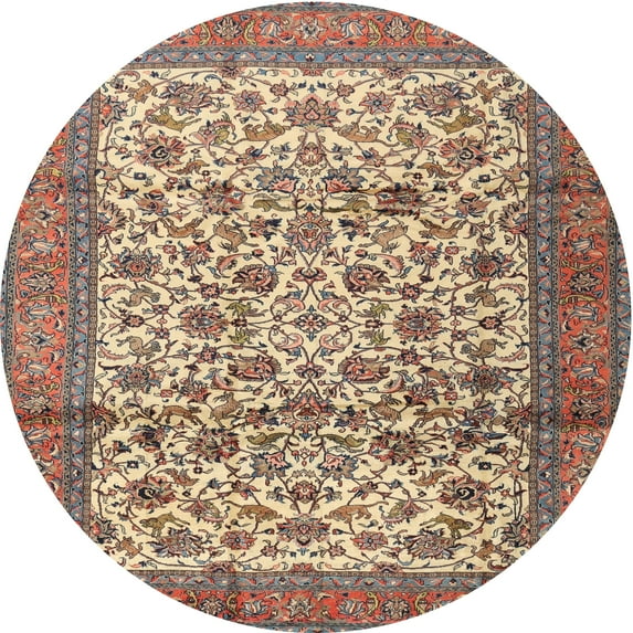 Ahgly Company Indoor Round Traditional Chestnut Brown Persian Area Rugs, 4' Round