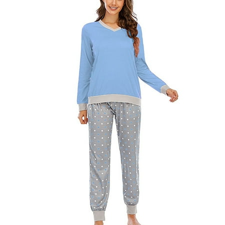 

TAIAOJING Women s Pajama Set Wear Sets Pocket Fashion Tops+Pants Set Dot Wear Home Sleep Suits & Sets