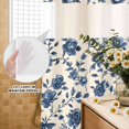 thumbnail image 3 of No Hook Shower Curtain, Navy Blue Floral Shower Curtains for Bathroom with See Through Top Window, Spring Vintage Blossom Botanical Waterproof & Washable Bath Curtain Stand Up Stall 36"x72", 3 of 9