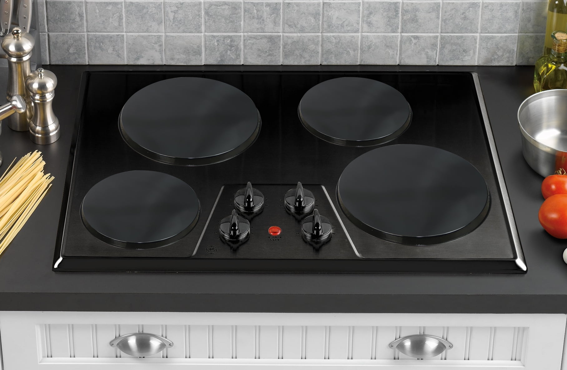Round Electric Stovetop Burner Cover Set of 4, Black