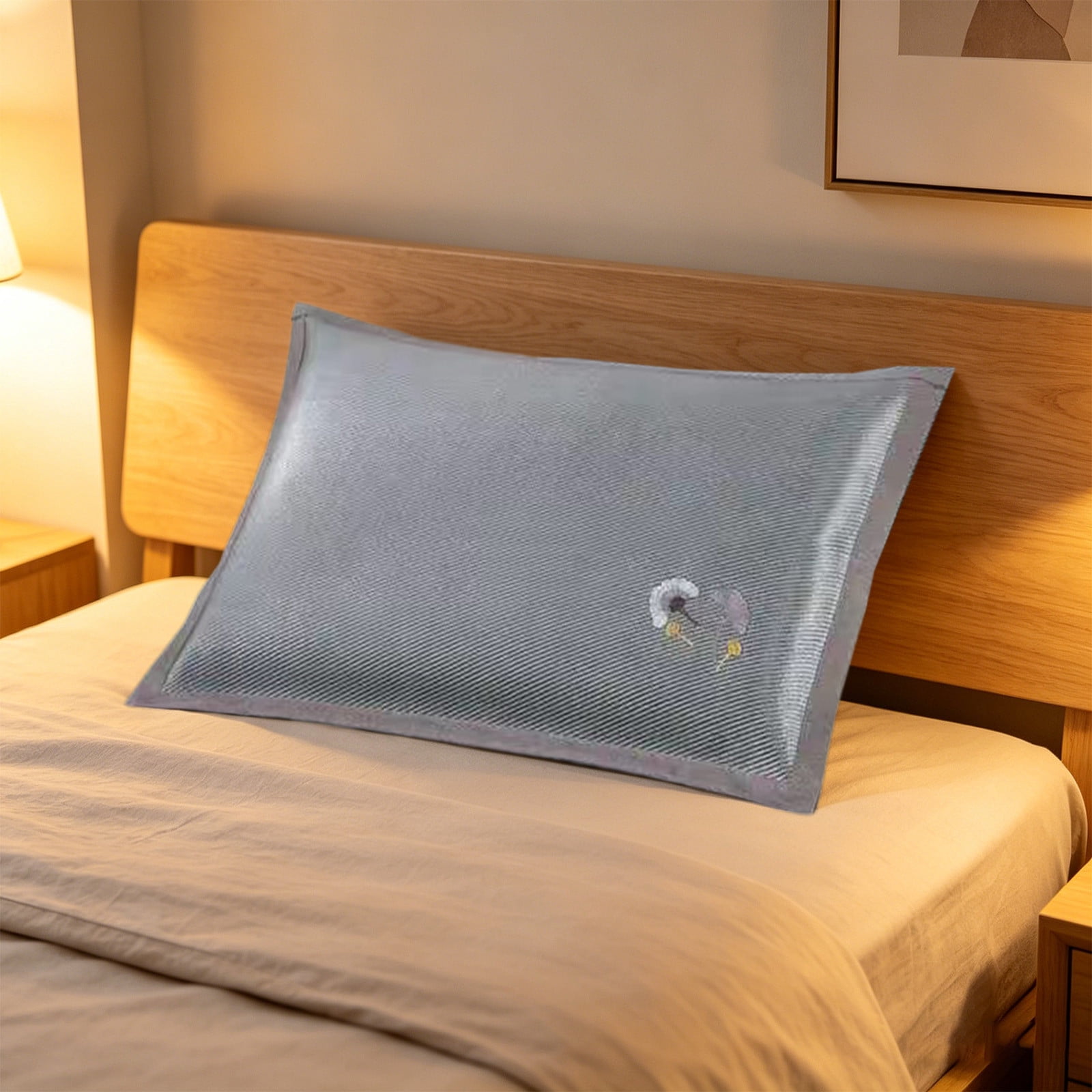 Washable Braided Ivy Weave, Summer Ice Rattan Pillowcase Double-Sided Cool Breathable Ice Silk Pillow Case, Sweat-Wicking Hollow Fiber, No Hair Snagging, Ginkgo Embroidery, 60x40cm for Home Bedroom