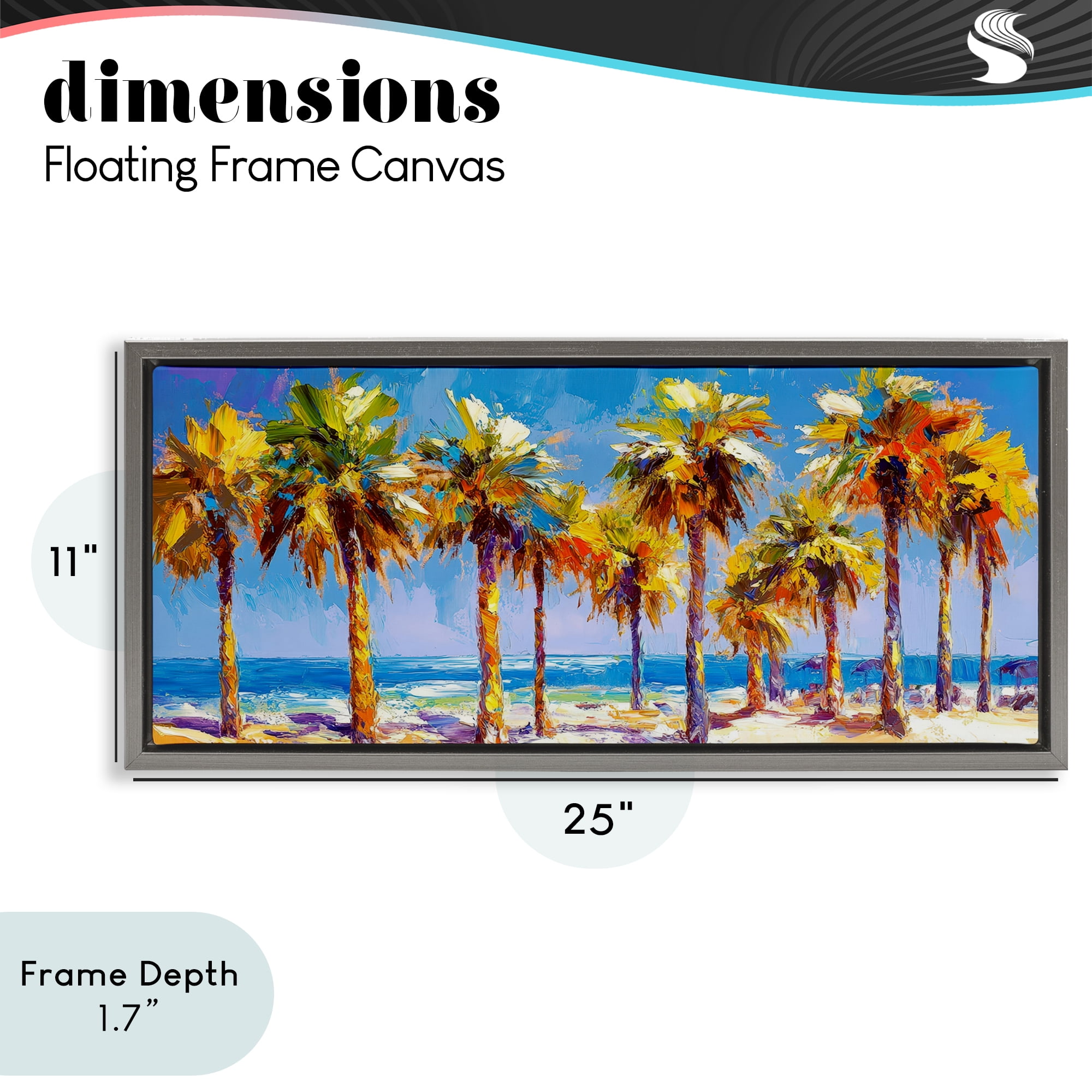 Stupell Industries Many Palm Trees on Beach Gray Framed Floater Canvas Wall Art, design by Petal Prints Design
