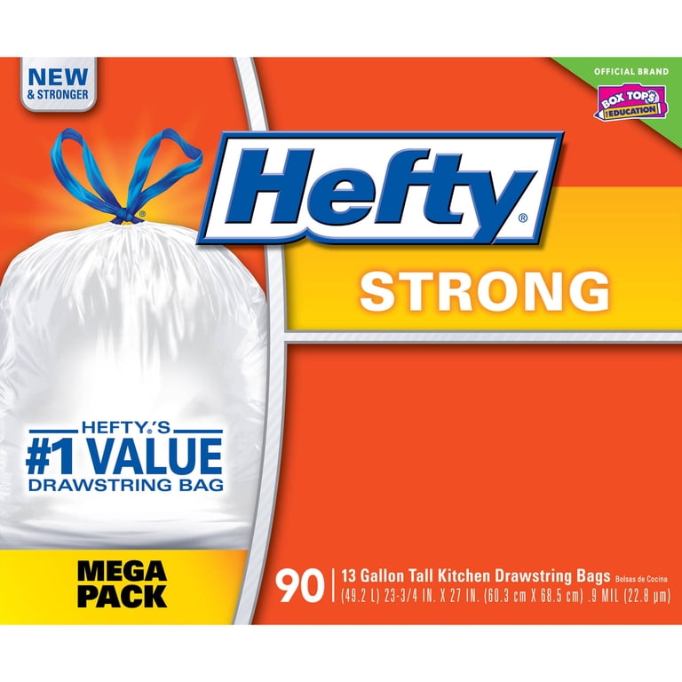 Hefty, Tall Kitchen Trash Bags, 13 Gallon, 90 Count - Walmart.com