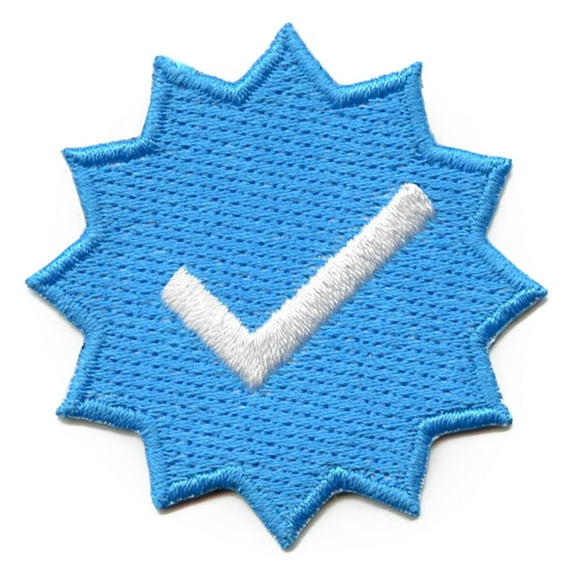 Blue Check Mark Sign Patch Good Job Symbol Embroidered Iron On