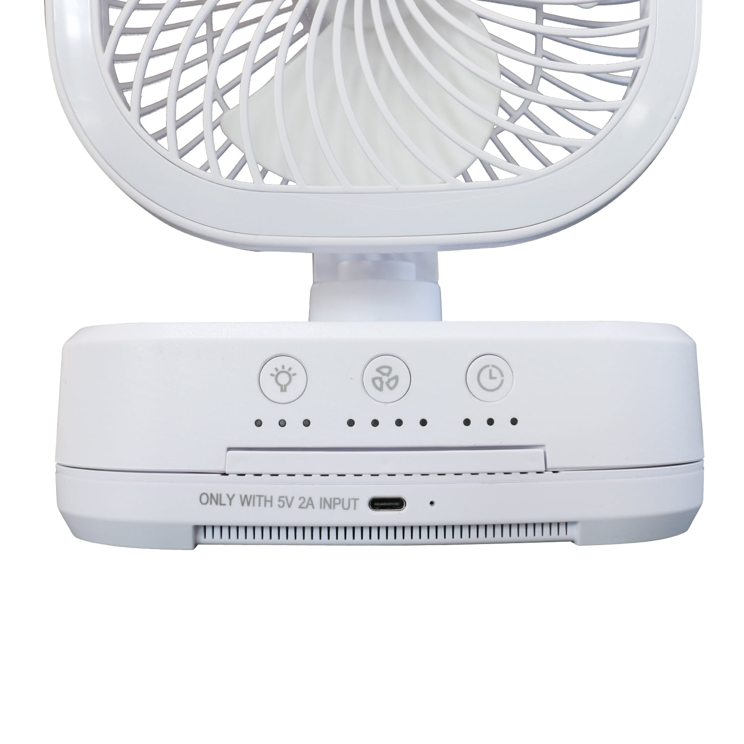 Mainstays New Rechargeable Personal USB Fan with Wireless Charging Pad and Led Lighting White
