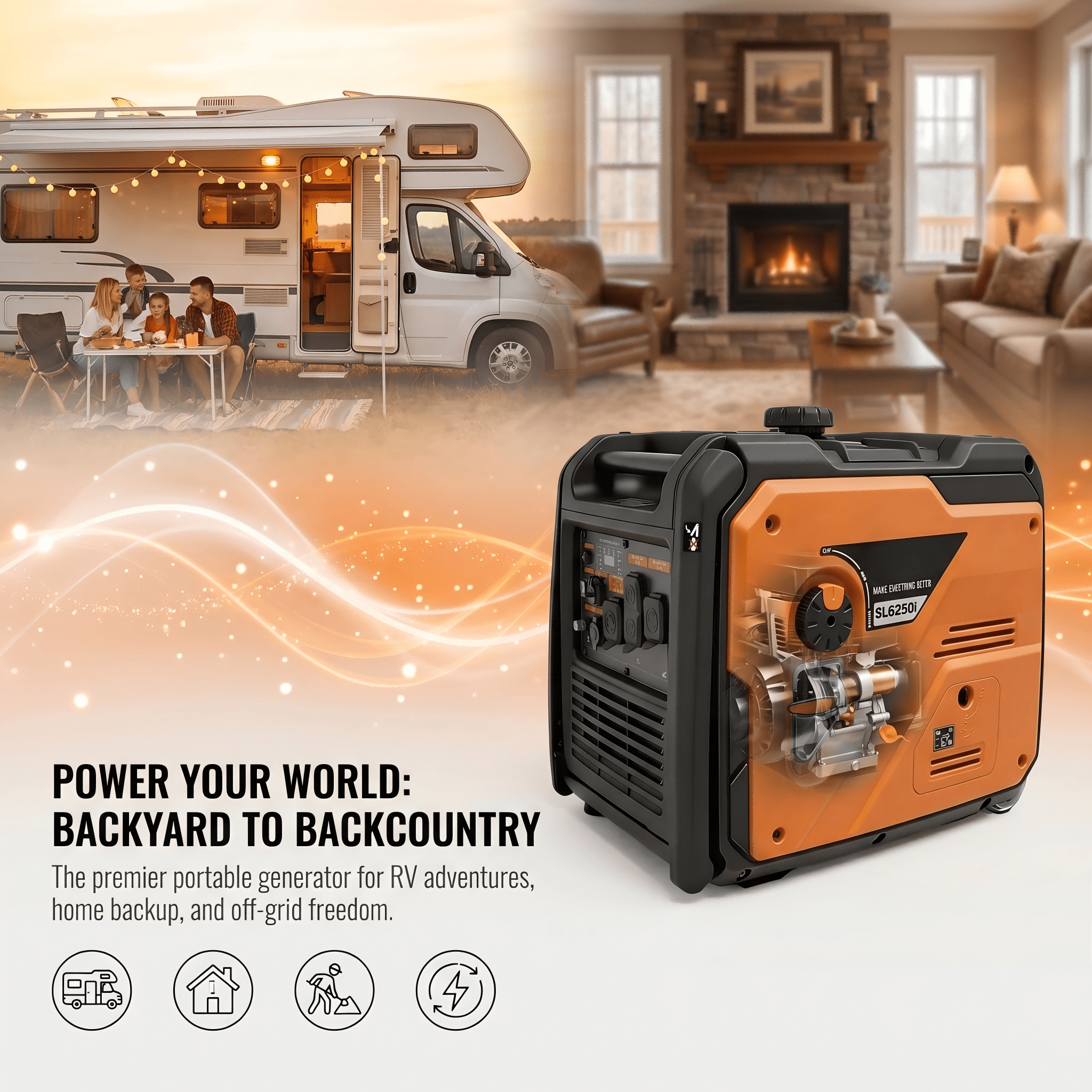 EchoNexus 2500W Lighweight Portable Power Station,Quiet Portable Inverter Generators for Home Use,Outdoor Camping,Emergencies,Rv And Home Essentials