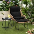 thumbnail image 3 of PROHIKER Outdoor Lounge Chairs, Indoor Wicker Chaise Lounge Chair with Ottoman, Chaise Lounge Outdoor Rattan Lazy Recliner with Thicken Cushions,Footrest and Table, 330 lb Capacity, Black, 3 of 9