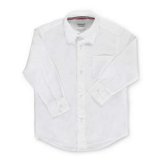 French Toast School Uniform Toddler Boys 2T-4T Long Sleeve Poplin Dress Shirt, 34135 White / 4T