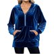 thumbnail image 1 of Sudadera con Capucha y Media Cremallera de Terciopelo para Mujer, Estilo Informal, Larga, con Bolsillos Azul Real XL, 1 of 7