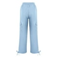 thumbnail image 6 of ManxiVoo Women's Lightweight Cargo Pants Adjustable Waist Straight Leg Athletic Travel Hiking Casual Comfortable Outdoor M Size Light Blue, 6 of 6