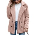 thumbnail image 2 of Defitshape Women's Soft Fluffy Blazer Jackets & Coats Lapel Collar Warm Thick Fuzzy Teddy Fleece Casual Double Breasted Jackets & Coats Pink 16, 2 of 4