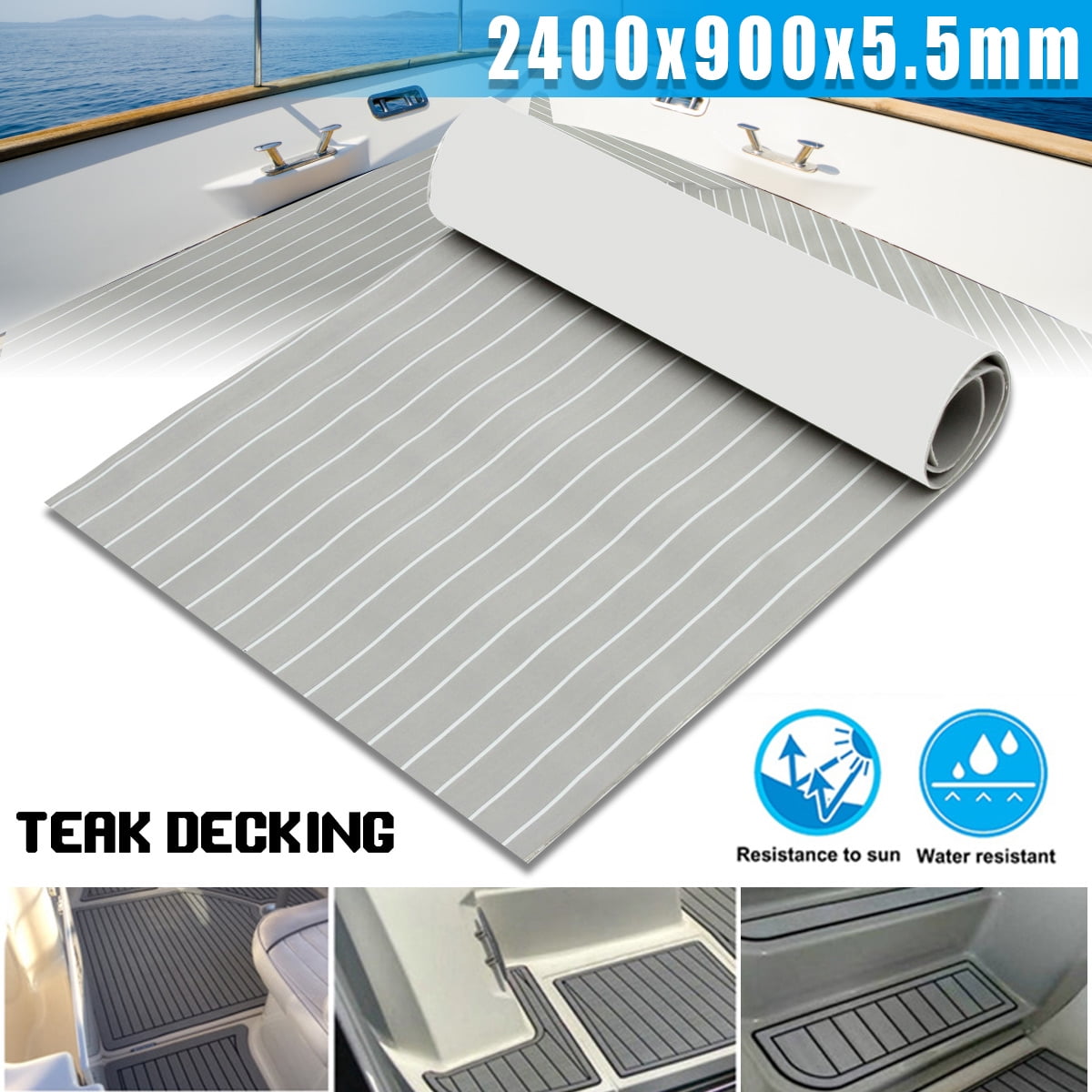 3Pcs 35.4'' x 94.5'' Marine Boat Sheet Teak Decking Boat Flooring Mat
