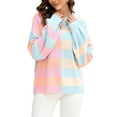 thumbnail image 4 of Liacowi Women Juniors Knitted Sweater Long Sleeve Striped Pullover Retro Jumpers Tops Fall Loose Knitwear for Teen, 4 of 9