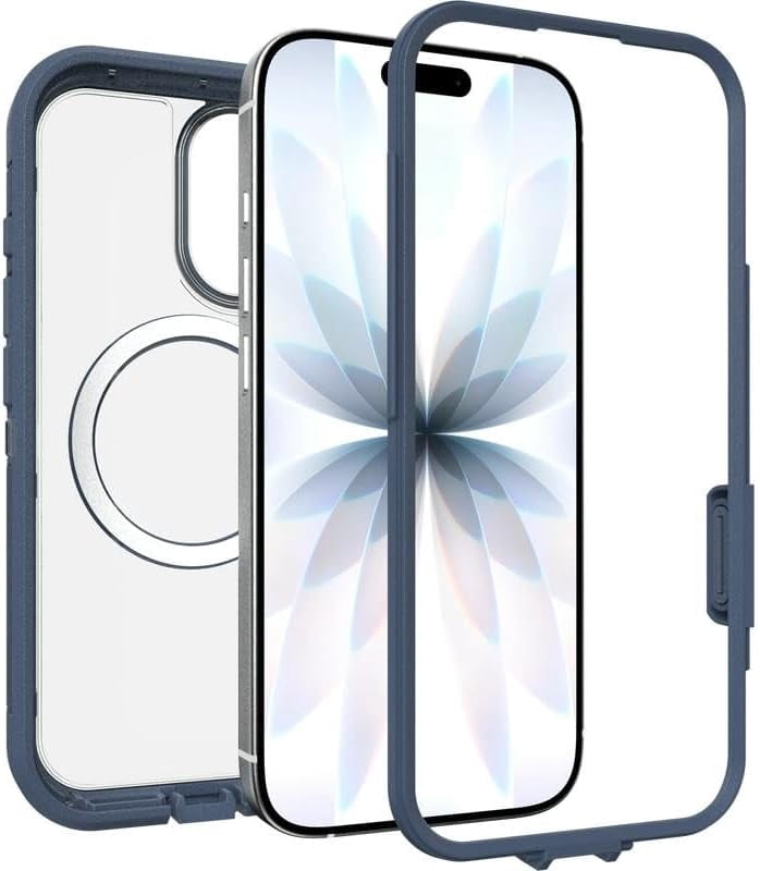 OtterBox iPhone 17 (Only) Bundle: Defender Series XT Case & Screen Protector - Baby Blue Jeans (Clear/Blue) - Snaps on MagSafe - Tough - Rugged & Durable - Non-Retail Packaging