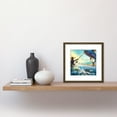 thumbnail image 2 of Fisherman Fishing Angler Large Fish Catch Sunrise Coastal Abstract Painting Square Wooden Framed Wall Art Print Picture 8X8 Inch, 2 of 4