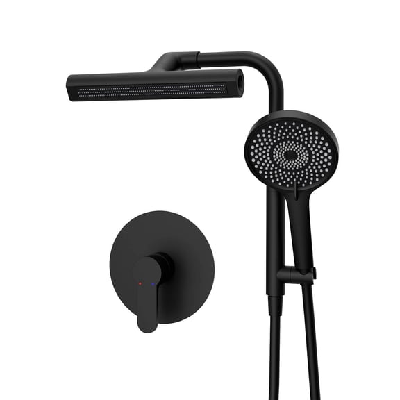 GT Wall Bar Shower Kit with 360° Rotate 3-Spray Cylindrical Shower Head And 6-Spray Handheld, Matte Black