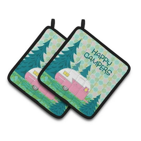 

Carolines Treasures Happy Campers Glamping Trailer Pair of Pot Holders 7.5 x 3 x 7.5 in.