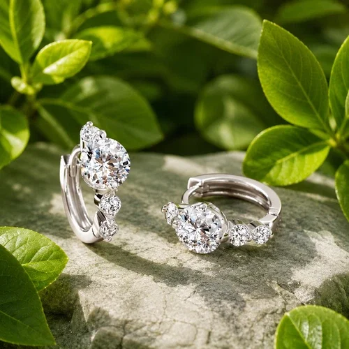 2.00ct Round Cut Simulated Diamond Stunning Hoop Earrings 14k White Gold Plated