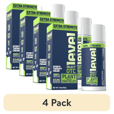 (4 pack) Level Select OTC Sports Therapy Cream; Topical Pain Relief 3.4oz