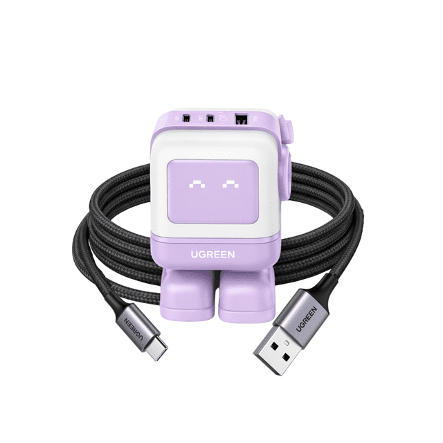 Combo Ugreen Cargador Robot 65w y Cable USB-A a C 2m