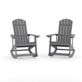 thumbnail image 2 of Merrick Lane Set of 2 All-Weather Polyresin Adirondack Rocking Chair with Vertical Slats in Gray, 2 of 12